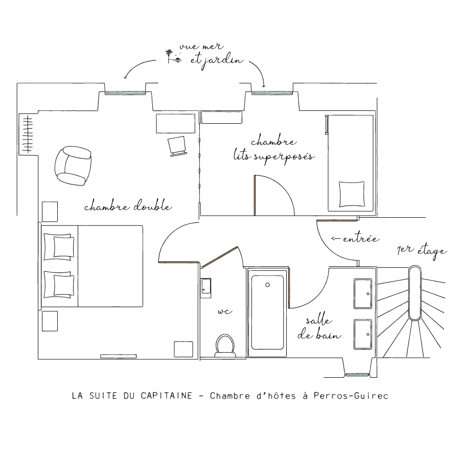 La suite du capitaine, chambres d'hôtes pour 4 à Perros-Guirec