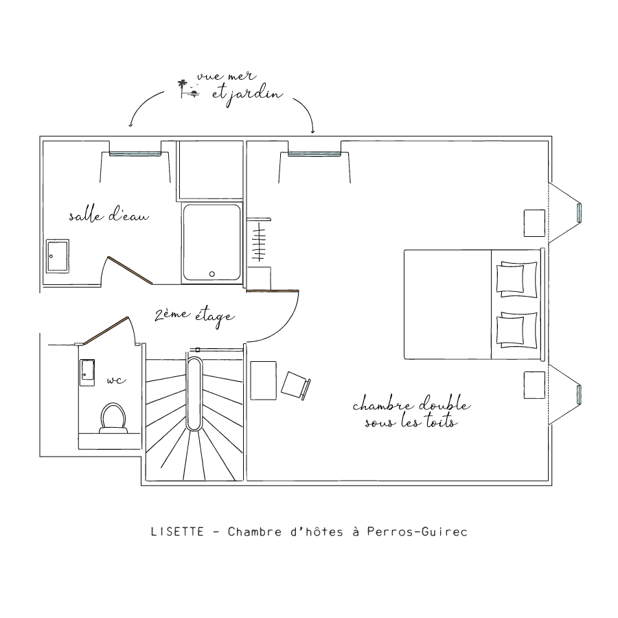 Lisette, chambre d'hôtes pour 2 à Perros-Guirec, Bretagne